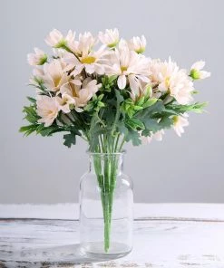 HIER_1150 4 Pack | 11" Blush Artificial Daisy Flower Bushes Silk Flower Bouquet - Rose Gold 24 HIER_1150 4 Pack | 11