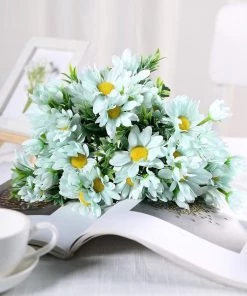 HIER_1150 4 Pack | 11" Baby Blue Artificial Daisy Flower Bushes Silk Flowers Bouquet 21 HIER_1150 4 Pack | 11