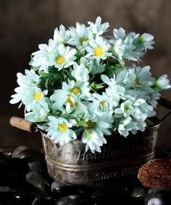 HIER_1150 4 Pack | 11" Baby Blue Artificial Daisy Flower Bushes Silk Flowers Bouquet 22 HIER_1150 4 Pack | 11