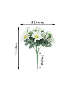 HIER_1150 Artificial Flowers 4 Pack | 11" Cream Artificial Daisy Flower Bushes Silk Flower Bouquet 19 HIER_1150 Artificial Flowers 4 Pack | 11