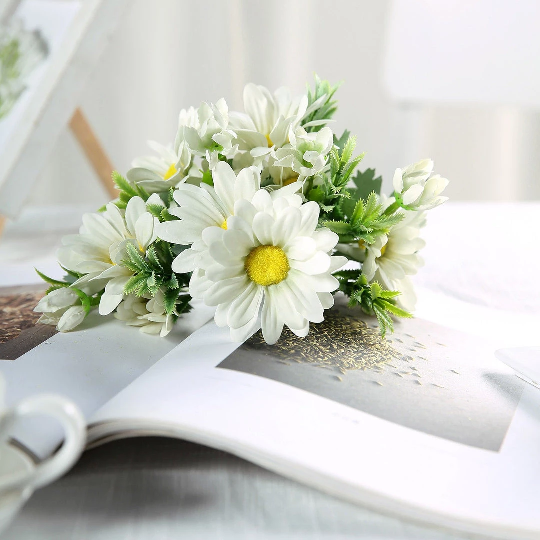 HIER_1150 Artificial Flowers 4 Pack | 11" Cream Artificial Daisy Flower Bushes Silk Flower Bouquet 10 HIER_1150 Artificial Flowers 4 Pack | 11" Cream Artificial Daisy Flower Bushes Silk Flower Bouquet
