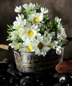 HIER_1150 Artificial Flowers 4 Pack | 11" Cream Artificial Daisy Flower Bushes Silk Flower Bouquet 23 HIER_1150 Artificial Flowers 4 Pack | 11