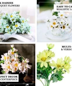HIER_1150 Artificial Flowers 4 Pack | 11" Cream Artificial Daisy Flower Bushes Silk Flower Bouquet 17 HIER_1150 Artificial Flowers 4 Pack | 11