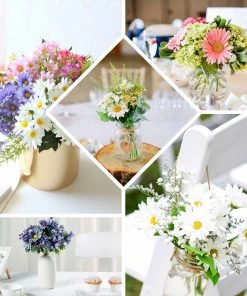 HIER_1150 4 Pack | 11" Blush Artificial Daisy Flower Bushes Silk Flower Bouquet - Rose Gold 18 HIER_1150 4 Pack | 11