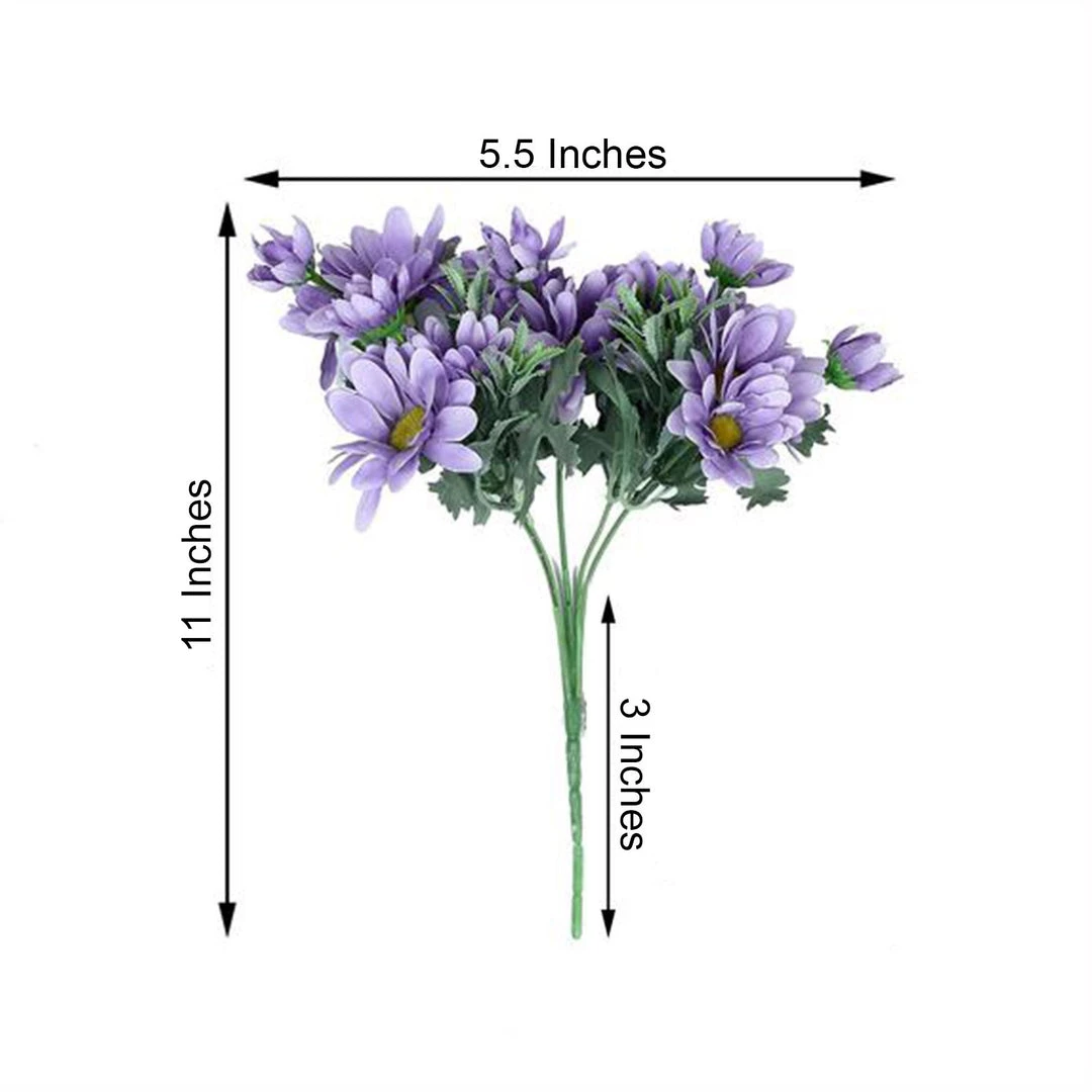 HIER_1150 Artificial Flowers 4 Pack | 11" Lavender Artificial Daisy Flower Bushes Silk Flower Bouquet 8 HIER_1150 Artificial Flowers 4 Pack | 11" Lavender Artificial Daisy Flower Bushes Silk Flower Bouquet