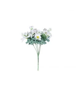 HIER_1150 4 Pack | 11" White Artificial Daisy Flower Bushes Silk Flower Bouquet Artificial Flowers 16 HIER_1150 4 Pack | 11
