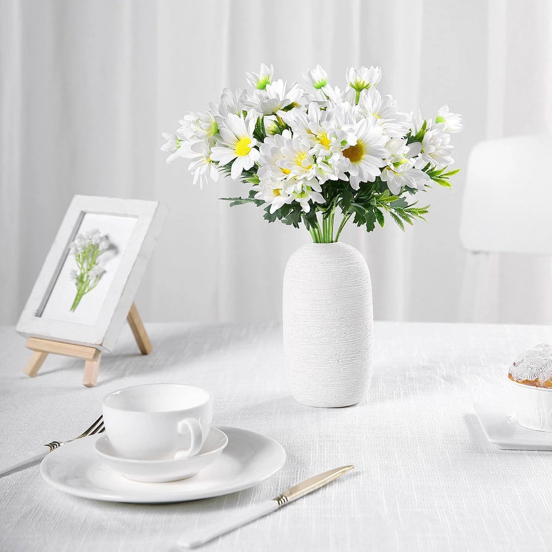 HIER_1150 4 Pack | 11" White Artificial Daisy Flower Bushes Silk Flower Bouquet Artificial Flowers 9 HIER_1150 4 Pack | 11" White Artificial Daisy Flower Bushes Silk Flower Bouquet Artificial Flowers