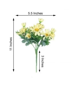 HIER_1150 Artificial Flowers 4 Pack | 11" Yellow Artificial Daisy Flower Bushes Silk Flower Bouquet 19 HIER_1150 Artificial Flowers 4 Pack | 11