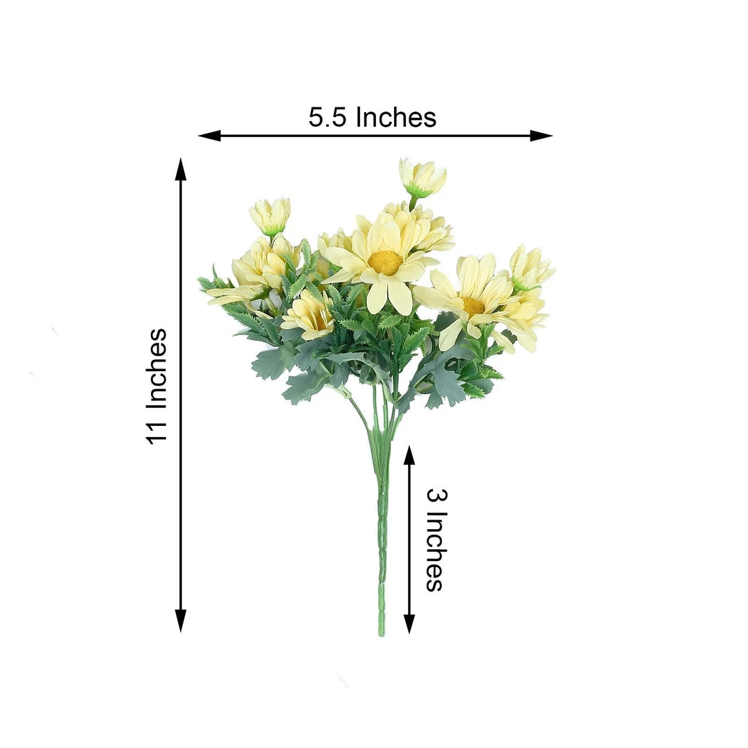 HIER_1150 Artificial Flowers 4 Pack | 11" Yellow Artificial Daisy Flower Bushes Silk Flower Bouquet 8 HIER_1150 Artificial Flowers 4 Pack | 11" Yellow Artificial Daisy Flower Bushes Silk Flower Bouquet