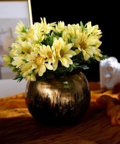 HIER_1150 Artificial Flowers 4 Pack | 11" Yellow Artificial Daisy Flower Bushes Silk Flower Bouquet 23 HIER_1150 Artificial Flowers 4 Pack | 11