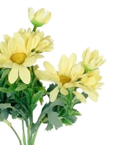 HIER_1150 Artificial Flowers 4 Pack | 11" Yellow Artificial Daisy Flower Bushes Silk Flower Bouquet 24 HIER_1150 Artificial Flowers 4 Pack | 11