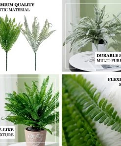 HIER_1600 2 Pack | 17" Boston Fern Leaf Stems, Artificial Greenery Decorative Fern Bushes, Faux Plants - Green Artificial Plants 18 HIER_1600 2 Pack | 17