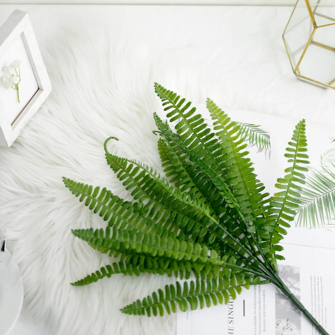 HIER_1600 2 Pack | 17" Boston Fern Leaf Stems, Artificial Greenery Decorative Fern Bushes, Faux Plants - Green Artificial Plants 11 HIER_1600 2 Pack | 17" Boston Fern Leaf Stems, Artificial Greenery Decorative Fern Bushes, Faux Plants - Green Artificial Plants