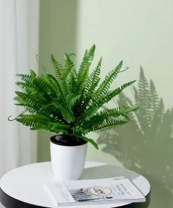 HIER_1600 2 Pack | 17" Boston Fern Leaf Stems, Artificial Greenery Decorative Fern Bushes, Faux Plants - Green Artificial Plants 25 HIER_1600 2 Pack | 17