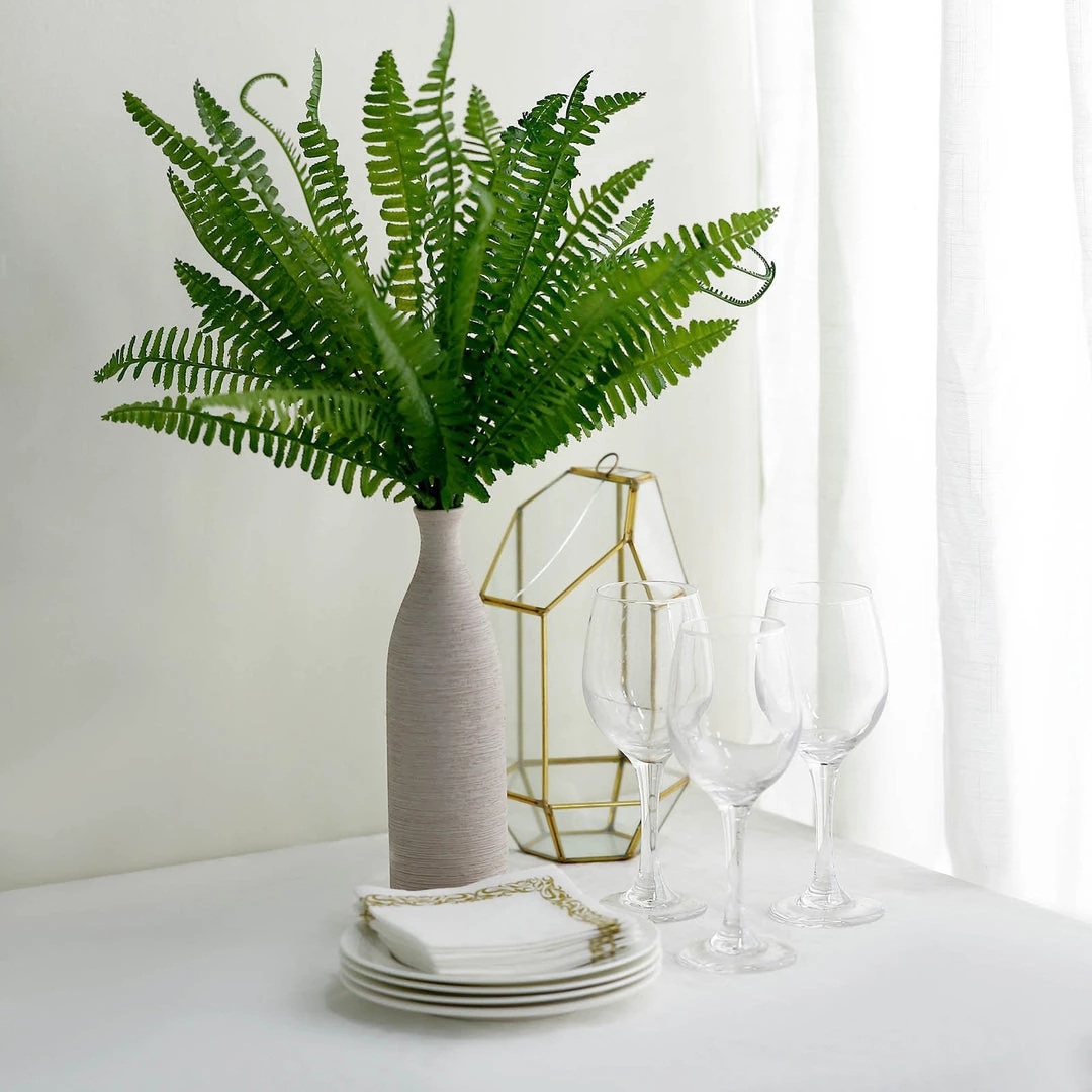 HIER_1600 2 Pack | 17" Boston Fern Leaf Stems, Artificial Greenery Decorative Fern Bushes, Faux Plants - Green Artificial Plants 3 HIER_1600 2 Pack | 17" Boston Fern Leaf Stems, Artificial Greenery Decorative Fern Bushes, Faux Plants - Green Artificial Plants