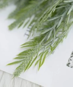 HIER_1600 2 Pack | 15" Sagebrush Fern Leaf Stems, Artificial Greenery Decorative Fern Bushes, Faux Plants - Frosted Green 24 HIER_1600 2 Pack | 15