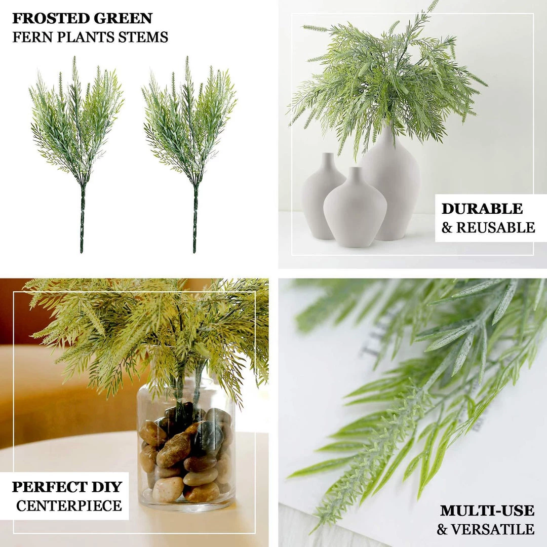 HIER_1600 2 Pack | 15" Sagebrush Fern Leaf Stems, Artificial Greenery Decorative Fern Bushes, Faux Plants - Frosted Green 6 HIER_1600 2 Pack | 15" Sagebrush Fern Leaf Stems, Artificial Greenery Decorative Fern Bushes, Faux Plants - Frosted Green
