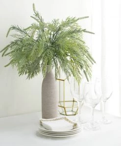 HIER_1600 2 Pack | 15" Sagebrush Fern Leaf Stems, Artificial Greenery Decorative Fern Bushes, Faux Plants - Frosted Green 21 HIER_1600 2 Pack | 15
