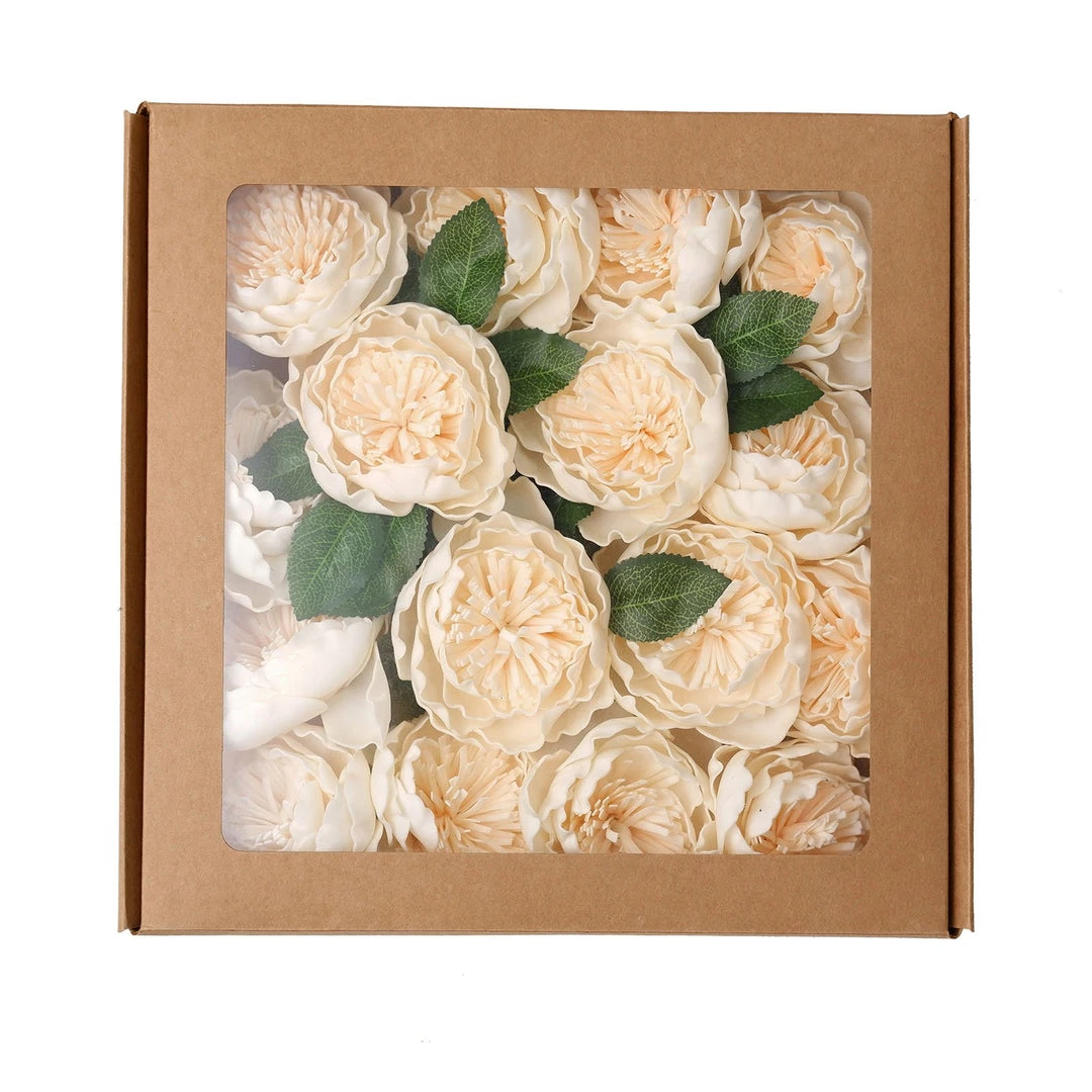 HIER_5120 16 Pack | 4" Artificial Roses & Silk Peonies Mix Flower Box DIY Foam Flower Bouquets - Cream Craft Flowers 5 HIER_5120 16 Pack | 4" Artificial Roses & Silk Peonies Mix Flower Box DIY Foam Flower Bouquets - Cream Craft Flowers
