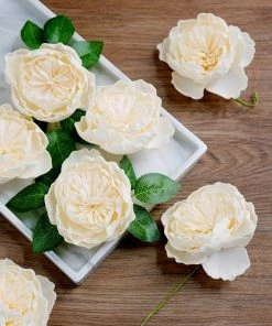 HIER_5120 16 Pack | 4" Artificial Roses & Silk Peonies Mix Flower Box DIY Foam Flower Bouquets - Cream Craft Flowers 29 HIER_5120 16 Pack | 4