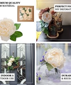HIER_5120 16 Pack | 4" Artificial Roses & Silk Peonies Mix Flower Box DIY Foam Flower Bouquets - Cream Craft Flowers 21 HIER_5120 16 Pack | 4
