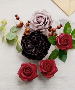 HIER_5120 Craft Flowers Artificial Roses & Silk Peonies Mix Flower Box DIY Foam Flower Bouquets - Assorted Colors