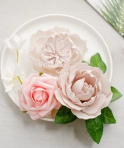 HIER_5120 Craft Flowers Artificial Roses, Peonies, Daisy, & Hydrangea Mix Flower Box DIY Foam Flower Bouquets - Assorted Colors