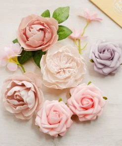 HIER_5120 Craft Flowers Artificial Roses, Peonies, Daisy, & Hydrangea Mix Flower Box DIY Foam Flower Bouquets - Assorted Colors