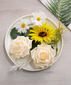 HIER_5120 Craft Flowers Artificial Roses & Silk Peonies Mix Flower Box DIY Foam Flower Bouquets - Cream/White 24 HIER_5120 Craft Flowers Artificial Roses & Silk Peonies Mix Flower Box DIY Foam Flower Bouquets - Cream/White