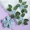 HIER_5120 24 Roses | 2" Dusty Blue Artificial Foam Rose With Stem And Leaves - 16 Colors