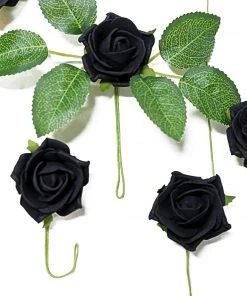 HIER_5120 24 Roses | 2" Black Artificial Foam Rose With Stem And Leaves - 16 Colors 20 HIER_5120 24 Roses | 2