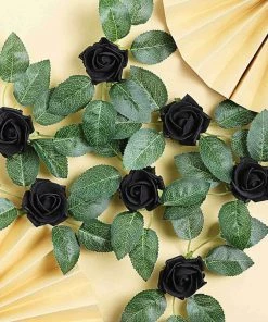HIER_5120 24 Roses | 2" Black Artificial Foam Rose With Stem And Leaves - 16 Colors 31 HIER_5120 24 Roses | 2