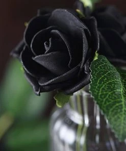 HIER_5120 24 Roses | 2" Black Artificial Foam Rose With Stem And Leaves - 16 Colors 32 HIER_5120 24 Roses | 2
