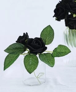 HIER_5120 24 Roses | 2" Black Artificial Foam Rose With Stem And Leaves - 16 Colors 29 HIER_5120 24 Roses | 2