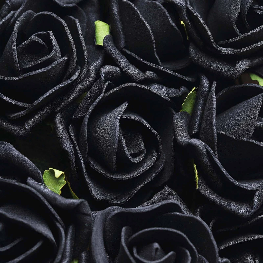 HIER_5120 24 Roses | 2" Black Artificial Foam Rose With Stem And Leaves - 16 Colors 18 HIER_5120 24 Roses | 2" Black Artificial Foam Rose With Stem And Leaves - 16 Colors