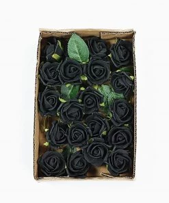 HIER_5120 24 Roses | 2" Black Artificial Foam Rose With Stem And Leaves - 16 Colors 27 HIER_5120 24 Roses | 2