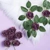 HIER_5120 Craft Flowers 24 Roses | 2" Eggplant Artificial Foam Rose With Stem And Leaves - 16 Colors 1 HIER_5120 Craft Flowers 24 Roses | 2" Eggplant Artificial Foam Rose With Stem And Leaves - 16 Colors