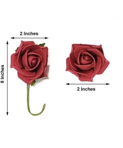 HIER_5120 24 Roses | 2" Red Artificial Foam Rose With Stem And Leaves - 16 Colors 23 HIER_5120 24 Roses | 2