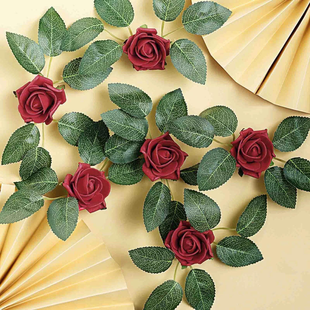 HIER_5120 24 Roses | 2" Red Artificial Foam Rose With Stem And Leaves - 16 Colors 18 HIER_5120 24 Roses | 2" Red Artificial Foam Rose With Stem And Leaves - 16 Colors