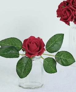 HIER_5120 24 Roses | 2" Red Artificial Foam Rose With Stem And Leaves - 16 Colors 30 HIER_5120 24 Roses | 2