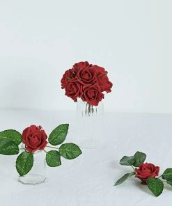 HIER_5120 24 Roses | 2" Red Artificial Foam Rose With Stem And Leaves - 16 Colors 28 HIER_5120 24 Roses | 2