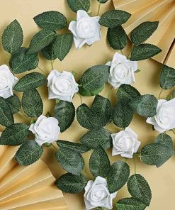 HIER_5120 24 Roses | 2" White Artificial Foam Rose With Stem And Leaves - 16 Colors 32 HIER_5120 24 Roses | 2