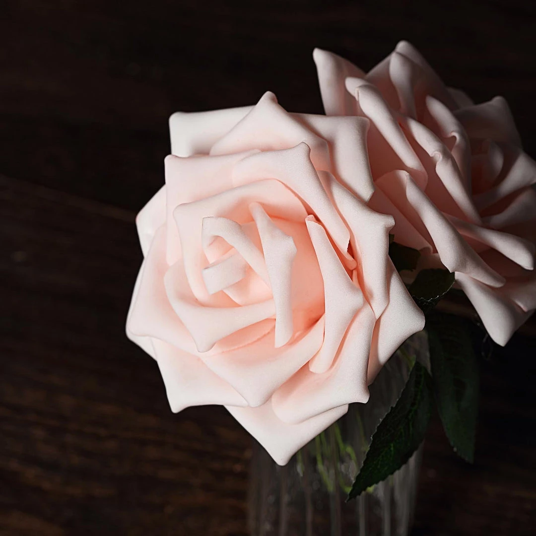 HIER_5120 Craft Flowers 24 Roses | 5" Rose Gold/Blush Artificial Foam Rose With Stems And Leaves - 16 Colors 9 HIER_5120 Craft Flowers 24 Roses | 5" Rose Gold/Blush Artificial Foam Rose With Stems And Leaves - 16 Colors