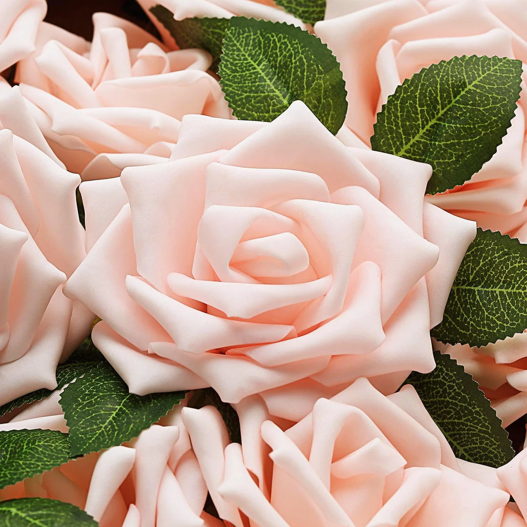 HIER_5120 Craft Flowers 24 Roses | 5" Rose Gold/Blush Artificial Foam Rose With Stems And Leaves - 16 Colors 14 HIER_5120 Craft Flowers 24 Roses | 5" Rose Gold/Blush Artificial Foam Rose With Stems And Leaves - 16 Colors