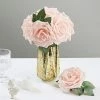 HIER_5120 Craft Flowers 24 Roses | 5" Rose Gold/Blush Artificial Foam Rose With Stems And Leaves - 16 Colors