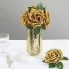 HIER_5120 Craft Flowers 24 Roses | 5" Gold Artificial Foam Rose With Stems And Leaves - 16 Colors