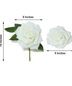 HIER_5120 24 Roses | 5" Ivory Artificial Foam Rose With Stems And Leaves - 16 Colors 19 HIER_5120 24 Roses | 5