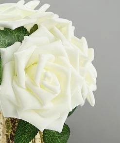 HIER_5120 24 Roses | 5" Ivory Artificial Foam Rose With Stems And Leaves - 16 Colors 22 HIER_5120 24 Roses | 5