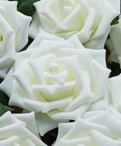 HIER_5120 24 Roses | 5" Ivory Artificial Foam Rose With Stems And Leaves - 16 Colors 25 HIER_5120 24 Roses | 5