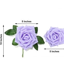 HIER_5120 24 Roses | 5" Lavender Artificial Foam Rose With Stems And Leaves - 16 Colors 19 HIER_5120 24 Roses | 5